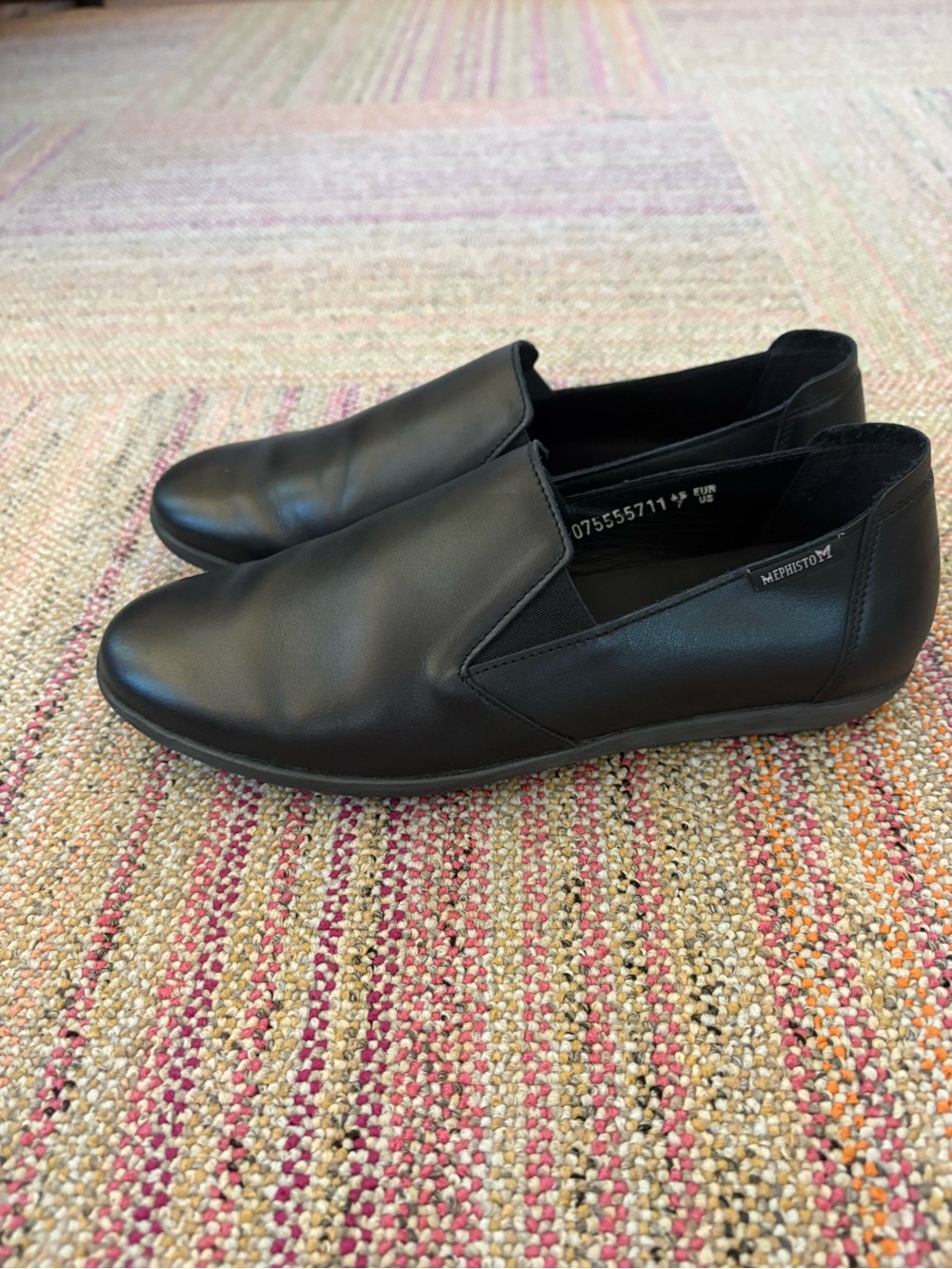 Mephisto Black Leather Slip-On Loafers - Smooth Classic